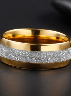 戒指男个性钨金镶嵌银箔ins指环