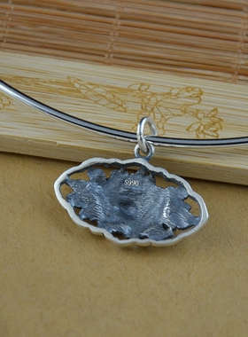 990足银花开富贵项圈唯美风吊坠