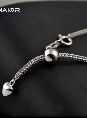 三色可调节套扣肖邦长款银链子