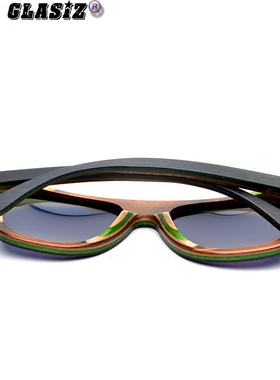 墨镜进口彩色多层滑板实木太阳镜