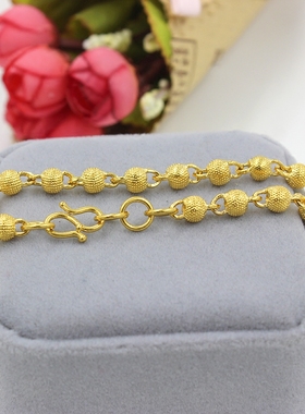 磨砂久不掉色仿真欧币风沙金手链