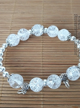 天然白水晶爆花S925纯银泰银配件佛牌挂链手串手链可定制款式