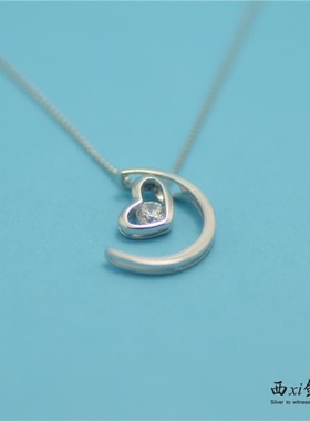 百搭纯银月亮装饰品项链