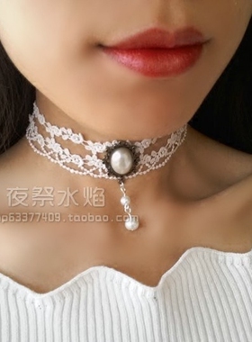 『楼兰旖梦』欧式复古唯美lolita森女婚宴日常百搭米白蕾丝颈项链