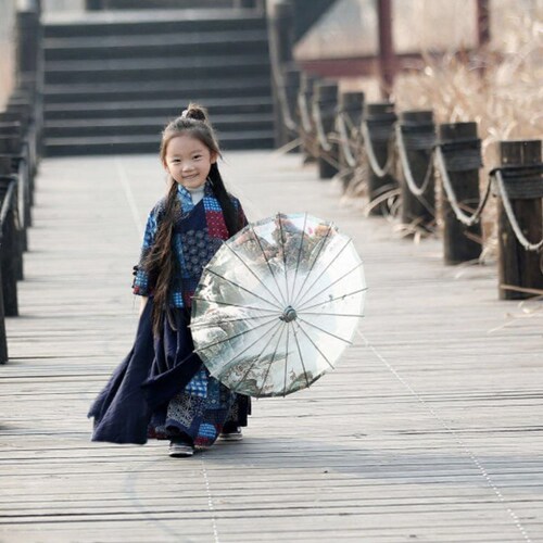 儿童改良汉服女宝宝拍照摄影服装古装女童走秀礼服唐装中国风衣服 - 图1