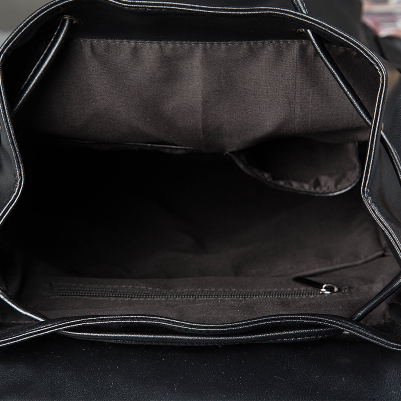 新款街头背包双肩包韩版皮质 商务潮流抽带时尚男包书包旅行包潮 - 图2