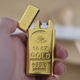Thanh vàng USB hồ quang sạc vàng nhẹ cá tính siêu mỏng chống gió sáng tạo kim loại nam nữ thuốc lá điện tử - Bật lửa quẹt lửa Bật lửa