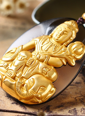 镀金生肖属龙蛇本命佛守护神吊坠
