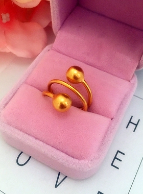 日韩风磨砂久不掉色转运珠戒指