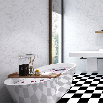 卫生间防水地贴墙贴浴室厕所瓷砖地板砖自粘墙纸贴纸耐磨防滑防潮 虎窝淘