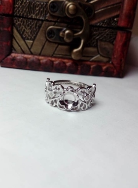 925银镀白金镶水钻珠蓝珀缠绕