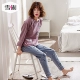 Tuyết mới mùa xuân và mùa hè cotton dài tay nhà phụ nữ quần áo ngọt ngào dễ thương phụ nữ đồ ngủ trùm đầu phù hợp với dịch vụ nhà - Bộ Pajama
