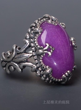 设计师雕花复古银戒指