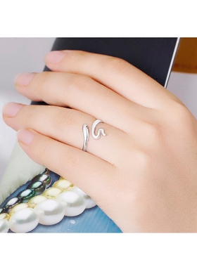 沁缘灵蛇银饰生日礼物开口戒指