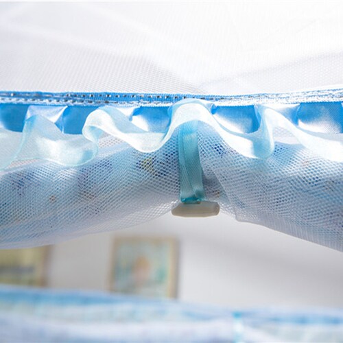 儿童床蚊帐蒙古包帐篷有底 宝宝婴儿蚊帐罩带支架 80*160三开门 - 图1
