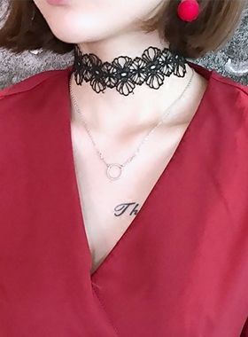 choker唯美风蕾丝项链方媛同款