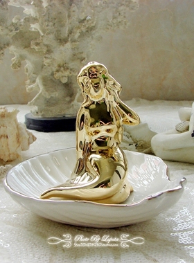 地中海风电镀贝壳收纳装饰摆件