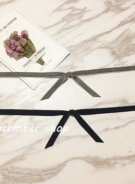 包邮甜美丝绒蝴蝶结灰黑色系带项圈女choker脖子饰品颈带锁骨项链