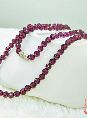 天然紫牙乌多圈项链石榴石手串