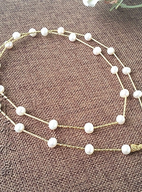 天然珍珠项链金色毛衣其他款式