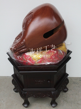 博缘木鱼工厂店法器柚木原色精鱼雕12-30英寸木鱼加木鱼底座一套
