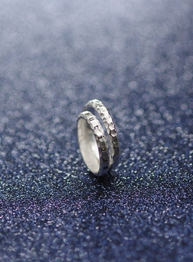 手工开口纯银戒指环定制刻字情侣