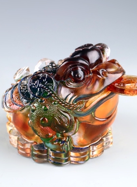 铁圈礼业琉璃金蟾店铺吧台摆件