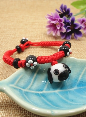日式琉璃珠男士款属狗本命年红绳