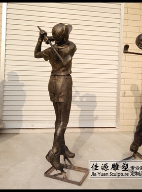人物高尔夫球雕塑运动风仿铜现货