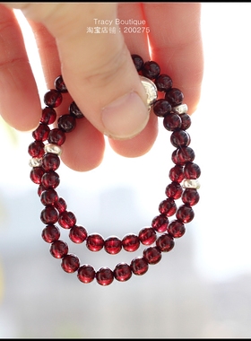 原创设计ins亲子款石榴石手链女