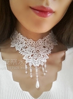 唯美风欧式婚礼蕾丝假领子项链