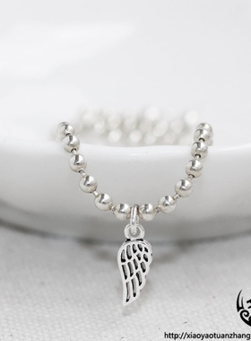 纯银百搭爱心翅膀羽毛韩国手链