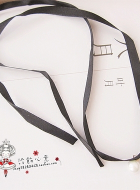 冷淡风珍珠黑色缎带颈链项坠
