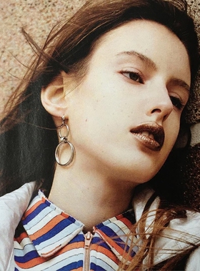 justine clenquet欧美个性百搭小众耳环夸张简约双环耳坠耳钉耳饰