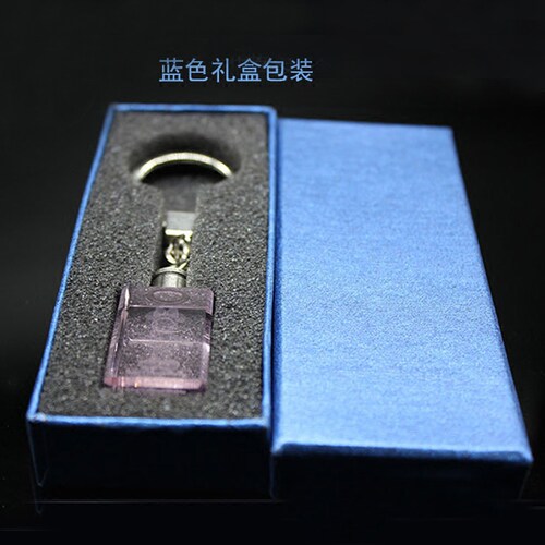 水晶发光钥匙扣白胚礼盒半成品七彩灯光内雕个性定制毕业纪念礼品 - 图3