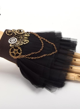 蒸汽朋克复古风黑蕾丝手链