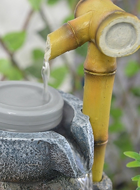 水调江南喷泉鱼缸造景桌面摆件