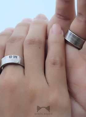 做旧开口情侣足银重叠雕刻戒指