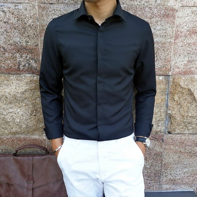 British Style New Korean Style Slim Fit No-Iron Casual Shirt