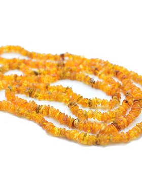 手工天然琥珀黄色双层项链