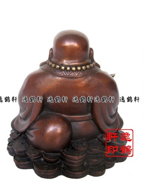 摆件佛堂弥勒佛祥狮铜慈祥