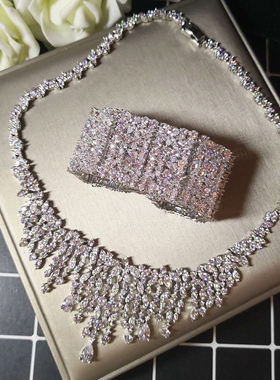 微镶锆石流苏夸张大气水滴项链