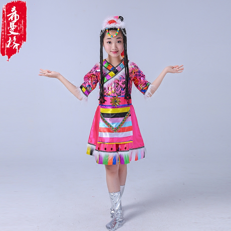 新款儿童藏族舞蹈服装水袖舞蹈服 seemage希曼格民族服装/舞台装