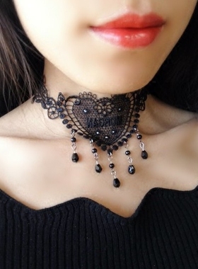 哥特风派对性感遮疤痕蕾丝项链