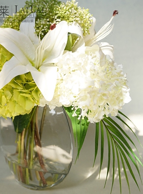 假花绣球整体花艺百合花仿真假花