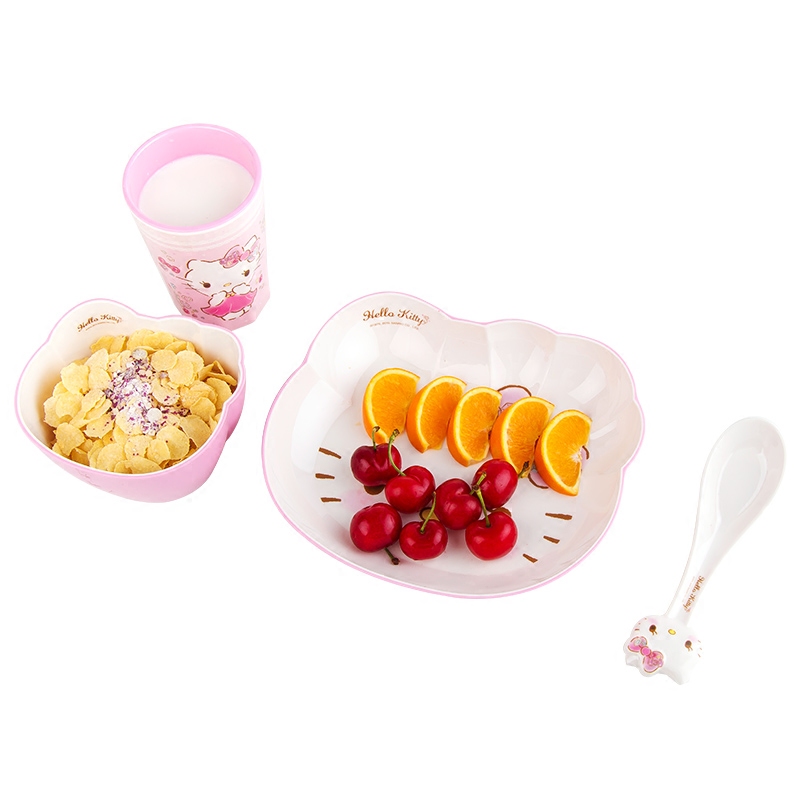 HelloKitty凯蒂猫婴儿餐具套装幼儿园宝宝辅食碗卡通儿童餐盘分格,淘宝优惠券,粉丝福利购,淘宝优惠卷
