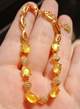 纯银镀18k澳大利亚金黄色手链