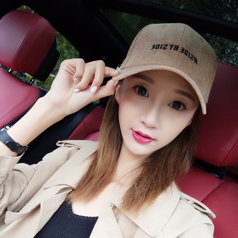 奥德莱旗舰店【买一送一】韩国灯芯绒鸭舌帽子女秋冬天百搭棒球帽男韩版时尚潮0