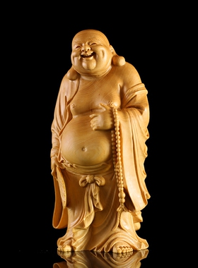 居家雕刻礼品弥勒佛黄杨木