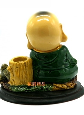 小和尚笔筒树脂摆件传统工艺品